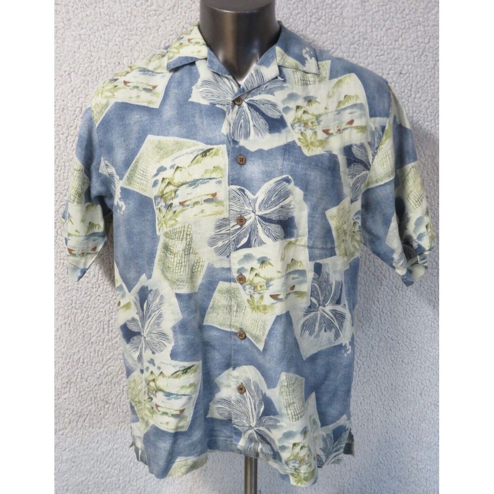 Tommy Bahama Short Sleeve Button‎ Front Shirt Size S Linen T30477 Blue Floral